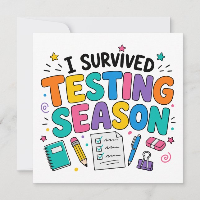 Convites Eu Sobrevivi à Temporada de Testes Humor Escolar (Frente)
