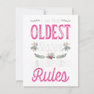 Convites Eu Sou a Mais Velha Faço a Regra Presente de Irmã 