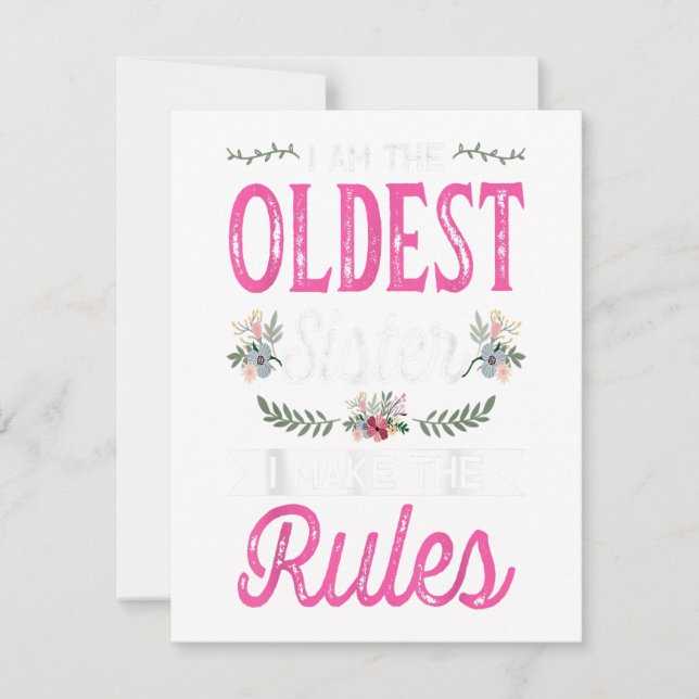 Convites Eu Sou a Mais Velha Faço a Regra Presente Irmã Mai (Frente)