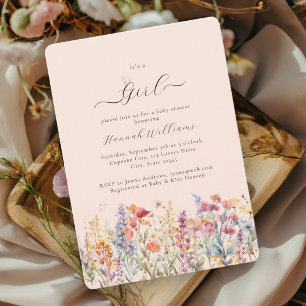 Convites Eu sou uma garota! Moderno, Flor Selvagem, Chá de 