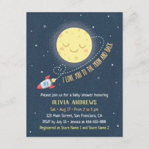Convites Eu Te Amo Até a Lua e de Volta Chá de Bebê