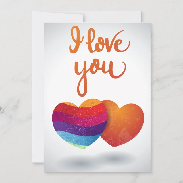 Convites Eu te amo com Casal de coração (Frente)