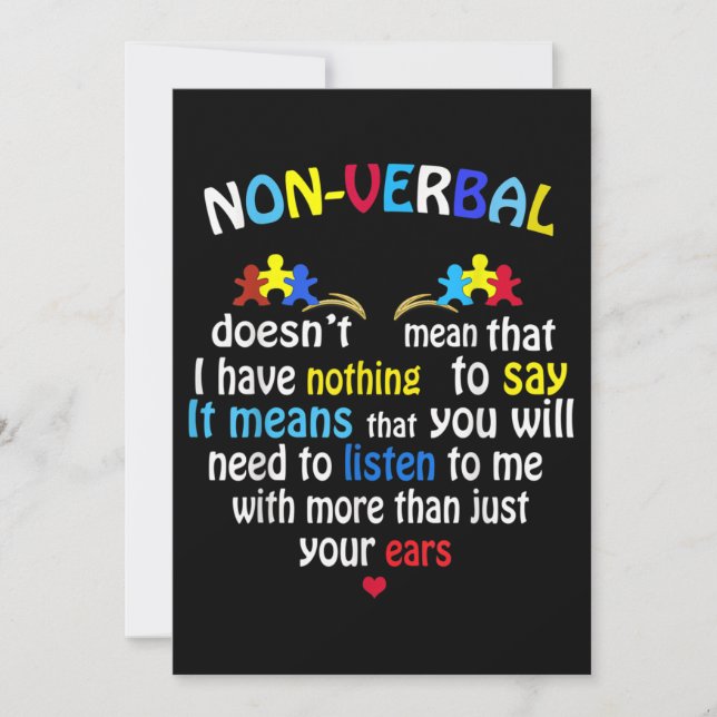 Convites Eu Tenho Quebra-cabeça de Consciência Autista Não- (Frente)