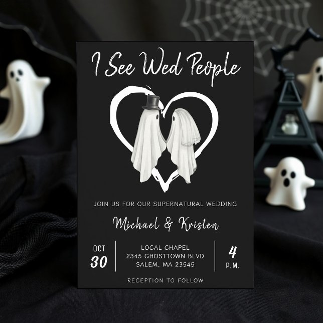 Convites Eu Vejo Casamento de Halloween De Fantasmas Da Pes (Criador carregado)