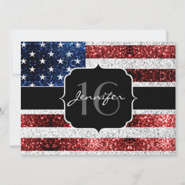 Convites EUA bandeira vermelho azul brilho brilho branco do