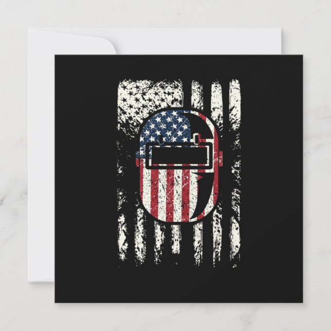 Convites EUA Flag Patriotic American Welder Helmet (Frente)