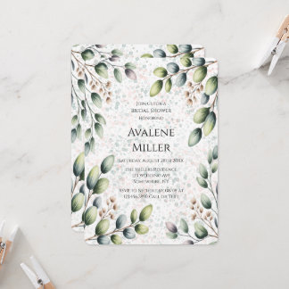 Convites Eucalipto Blush Tinta Alcoólica Chá de Noiva