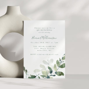 Convites Eucalipto Botânico Moderno Boho QUINCEAÑERA