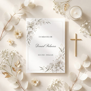 Convites Eucalipto Branco Espanhol Funeral