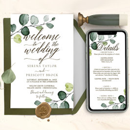 Convites Eucalipto Caligrafia Casamento Baixável