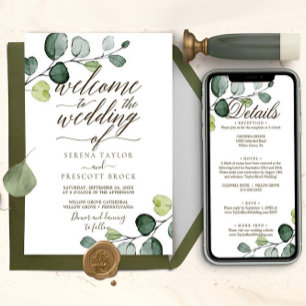 Convites Eucalipto Caligrafia Casamento Baixável