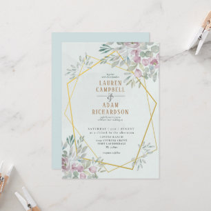 Convites Eucalipto Casamento Geo linhas Aquarela