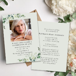 Convites Eucalipto Celebração da Vida pelo Memorial Funeral