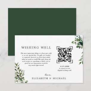 Convites Eucalipto   Código QR Scan Poço de Desejos Casamen