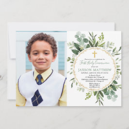 Convites Eucalipto, comunhão sagrado, foto verde-moderna