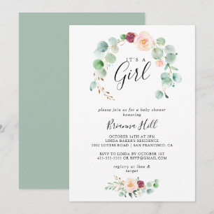 Convites Eucalipto Contemporâneo É Chá de fraldas de Gar