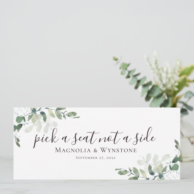 Convites Eucalipto Escolha um Assento Não um Lado (Em pé/Frente)