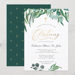 Convites Eucalipto Faux, Dourado Natal Russo dos Verde