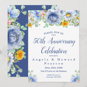 Convites Eucalipto Floral Aquarela 50º Aniversário
