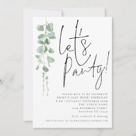 Convites Eucalipto moderno deixa festejar qualquer idade de