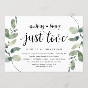 Convites Eucalipto Moderno, Preto, Casamento Furtivo Festa