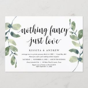 Convites Eucalipto Moderno, Tinta Negra, Elopemento De Casa