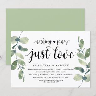 Convites Eucalipto Moderno, Tinta Preta, Casamento Intimo