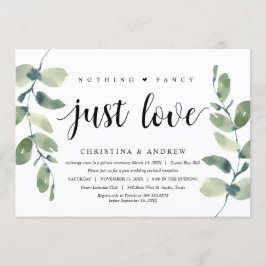 Convites Eucalipto Moderno, Tinta Preta, Casamento Intimo