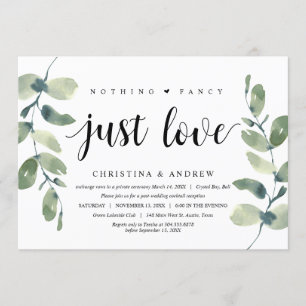 Convites Eucalipto Moderno, Tinta Preta, Casamento Simples