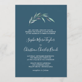 Convites Eucalipto roxo e verde | Casamento Formal Azul