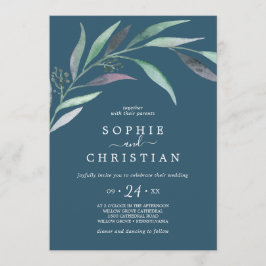 Convites Eucalipto roxo e verde | Casual Azul