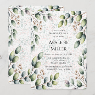 Convites Eucalipto Rubor Tinta Alcoólica Brunch e Espumante