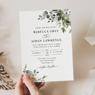 Convites Eucalipto russo deixa casamento verde