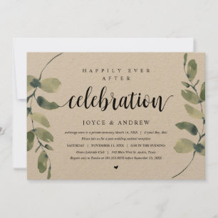 Convites Eucalipto Rústico, Celebração de Casamento Fugitiv