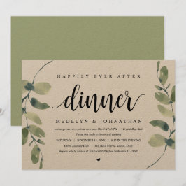 Convites Eucalipto Rústico, Jantar de Casamento Íntimo