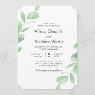 Convites Eucalipto sai. Casamento simples da Woodland