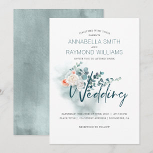 Convites Eucalipto  Verde-d'água  Casamento Floral
