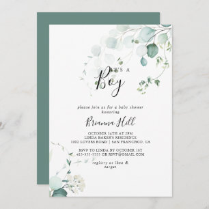 Convites Eucalipto Verde de Verão É um Chá de fraldas