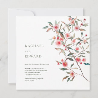 Convites Eucalipto Verde e Florais Rosa Casamento