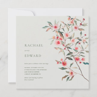 Convites Eucalipto Verde e Florais Rosa Casamento