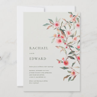 Convites Eucalipto Verde e Florais Rosa Casamento