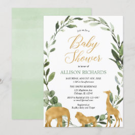 Convites Eucalipto verde-verde-ouro-safari neutro