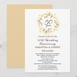 Convites Eucalyptus 50th Wedding Anniversário Foto Dourada