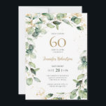Convites Eucalyptus 60th Birthday<br><div class="desc">Este elegante eucalipto de aquarela com embelezamentos de folhas de ouro e convite de aniversário de 60º com dourado é perfeito para grandes comemorações. É a design fluida suave que é moderna, mas tradicional. Selecione Personalizar esta modelo para torná-la exclusivamente sua. Em segundos você verá seus convites de aniversário impressionantes....</div>