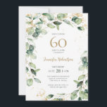 Convites Eucalyptus 60th Birthday<br><div class="desc">Este elegante eucalipto de aquarela com embelezamentos de folhas de ouro e convite de aniversário de 60º com dourado é perfeito para grandes comemorações. É a design fluida suave que é moderna, mas tradicional. Selecione Personalizar esta modelo para torná-la exclusivamente sua. Em segundos você verá seus convites de aniversário impressionantes....</div>