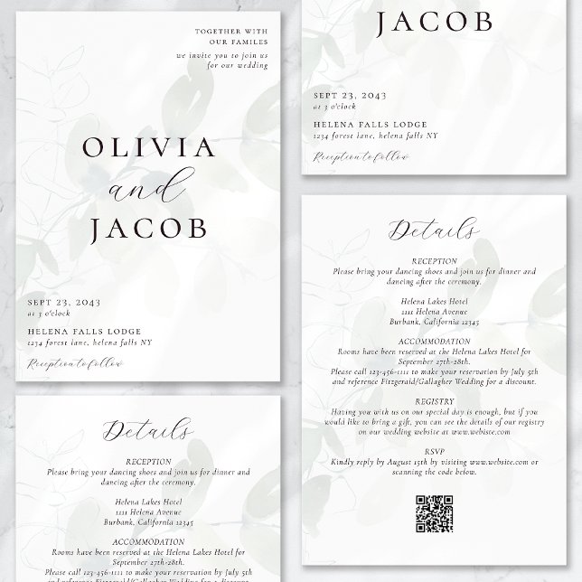 Convites Eucalyptus All in One Wedding Código QR (Criador carregado)