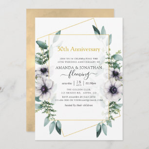 Convites Eucalyptus Anemone Geométrico 50º Aniversário