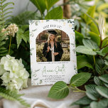 Convites Eucalyptus Arch Photo Graduation Invitation<br><div class="desc">Celebrate her big achievement with this elegant "Eucalyptus Garden" graduation invitation. Featuring a beautiful arched photo slot framed by soft watercolor greenery and the bold "She Did It!" heading. This modern botanical design in sage green and gold is perfect for a high school or college graduate. Easily personalize with your...</div>