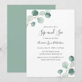 Convites Eucalyptus Baby Elegant Sip and See