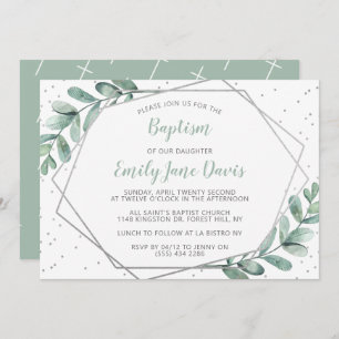 Convites Eucalyptus Baptism Elegante Ou Christening